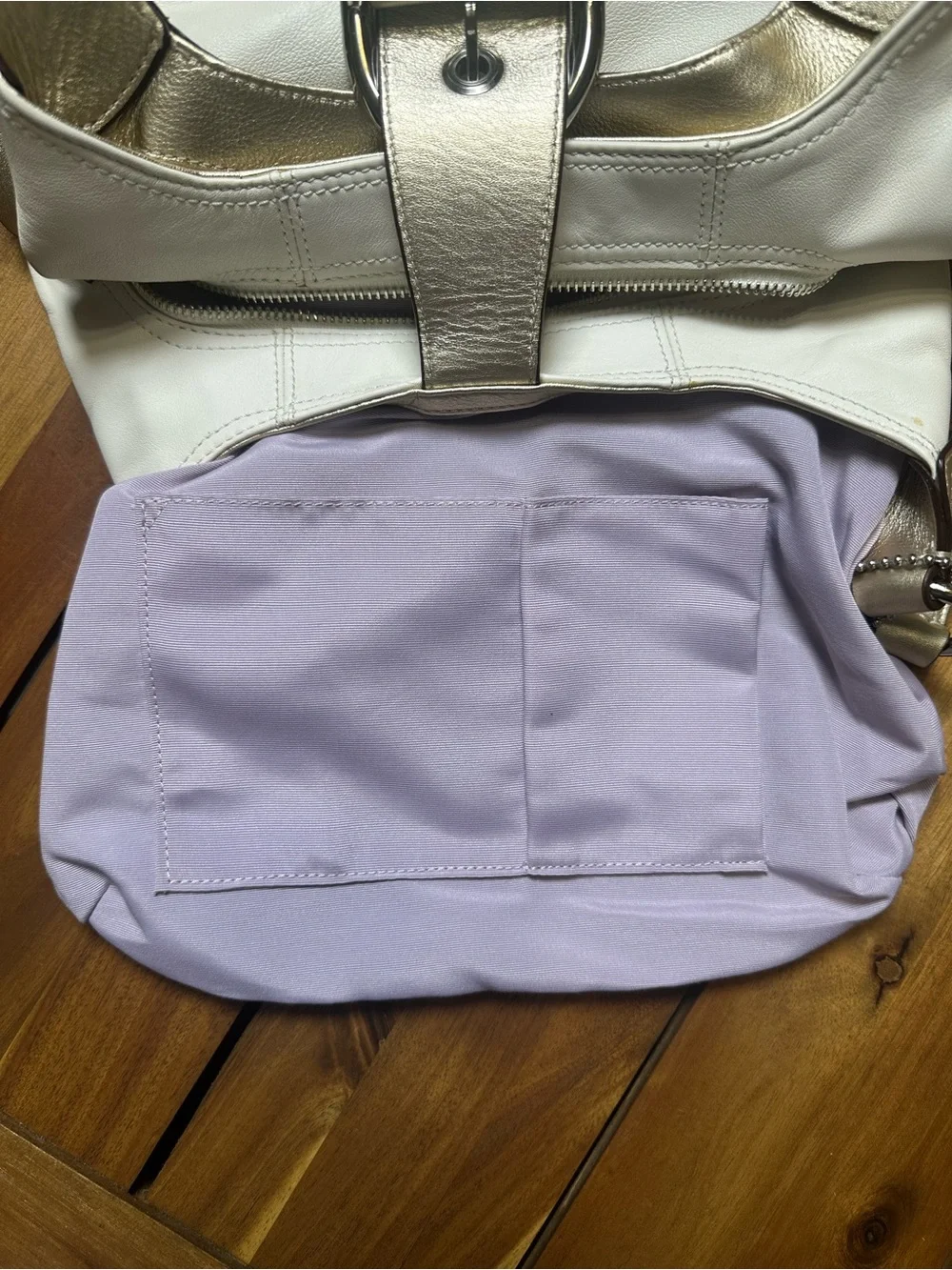 Coach Lynn SoHo White Smooth Leather Shoulder Bag with Gold Trim